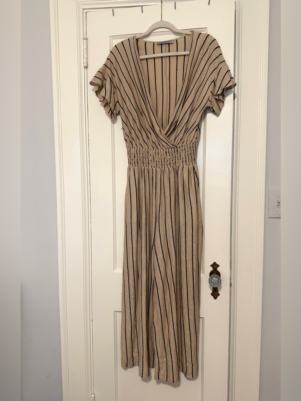 Marella Wide Leg Striped Linen Jumpsuit